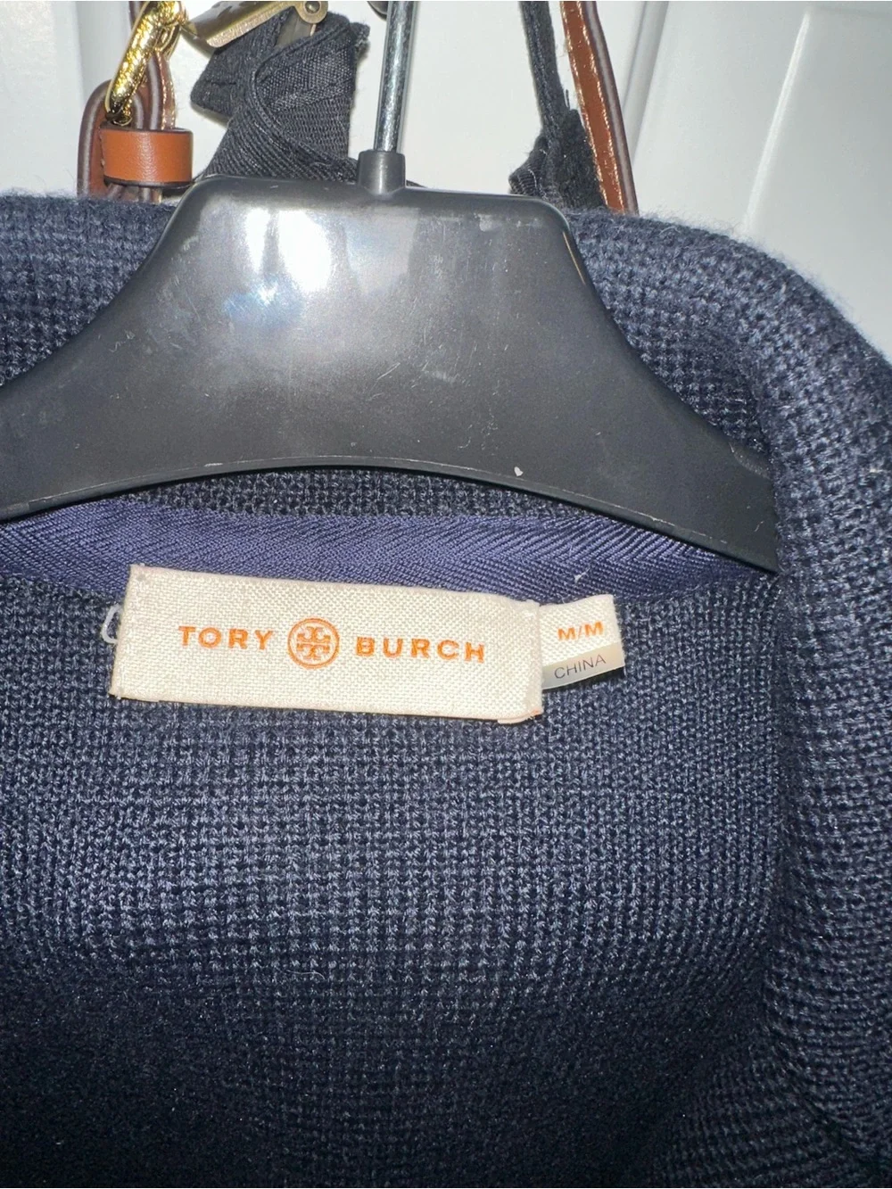Tory Burch Navy Blue Double-Breasted Ruffle-Trim Pea Coat EUC